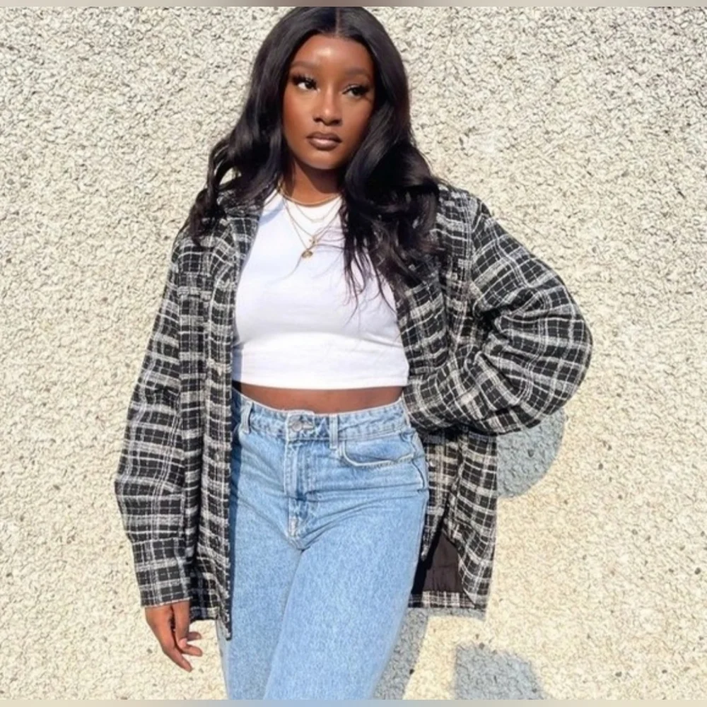 H&M | Black Checked Jacquard Weave Jacket - Picture 6 of 14